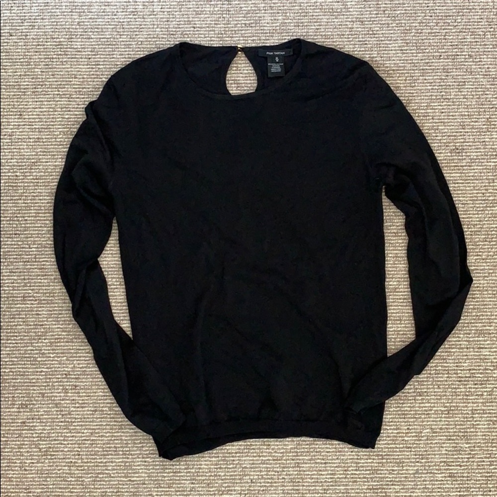 Pink Tartan black knit top